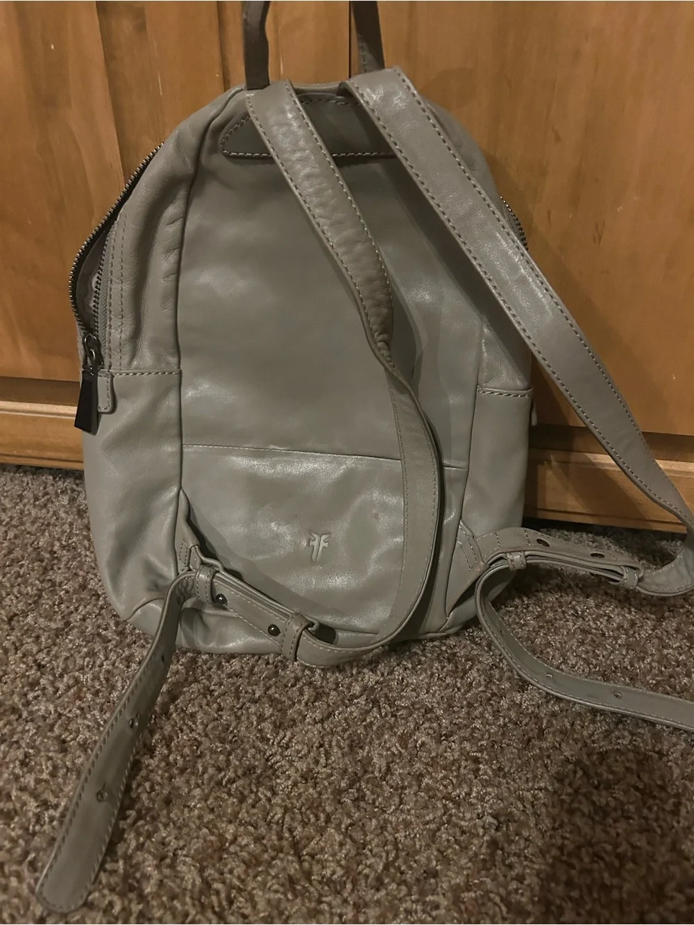 Frye Light Gray Leather Mini Backpack
